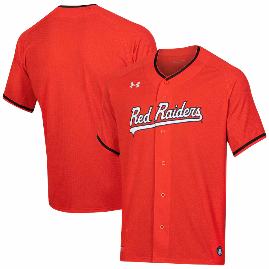 Men's Under Armour Red Texas Tech Red Raiders Softball V-Neck Jersey - ujerseystore