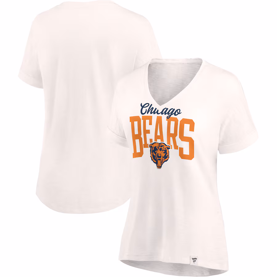 Women's Chicago Bears Fanatics Oatmeal Motivating Force Lightweight V-Neck T-Shirt - ujerseystore