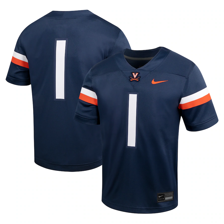 Youth Nike #1 Navy Virginia Cavaliers Untouchable Football Jersey - ujerseystore