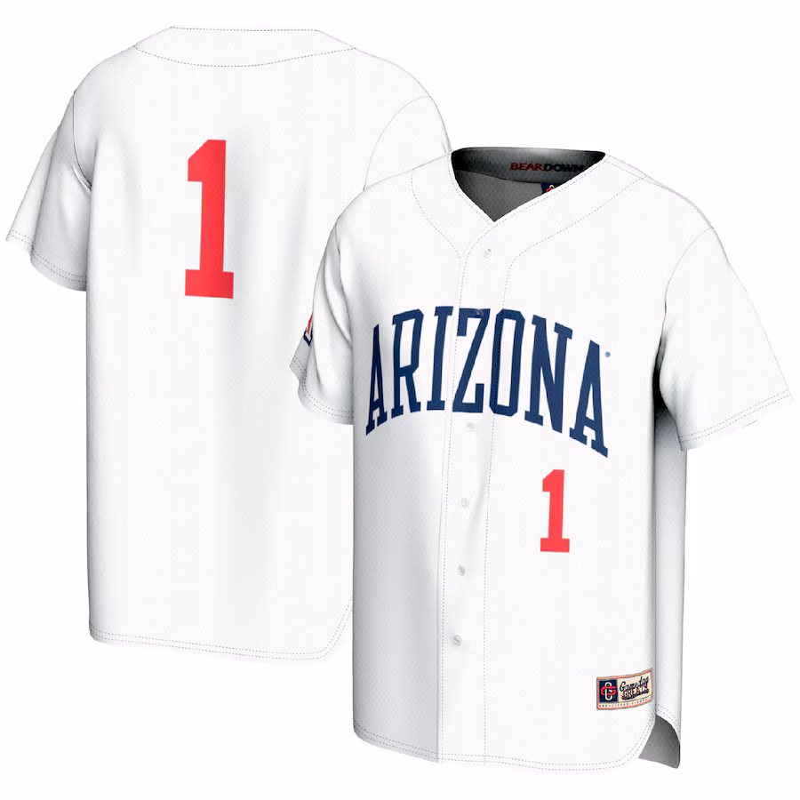 Men's GameDay Greats #1 White Arizona Wildcats Lightweight Baseball Fashion Jersey - ujerseystore