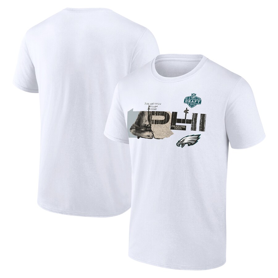 Men's Philadelphia Eagles White 2025 NFL Draft T-Shirt - ujerseystore
