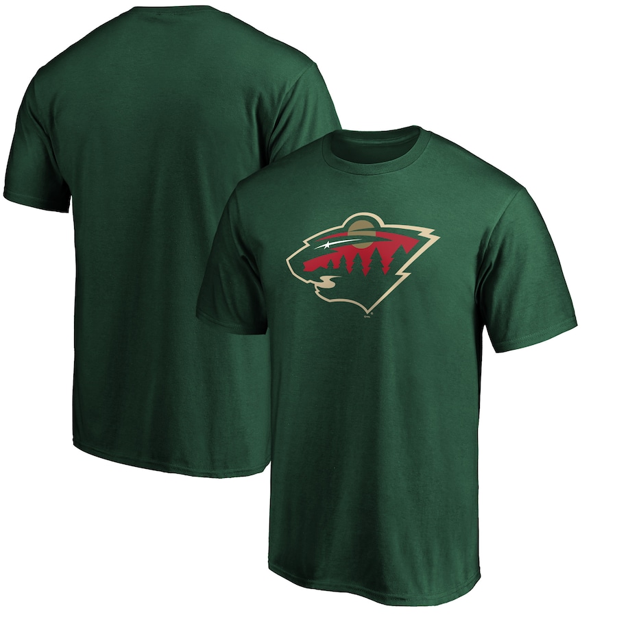 Men's Minnesota Wild Fanatics Green Team Primary Logo T-Shirt - ujerseystore