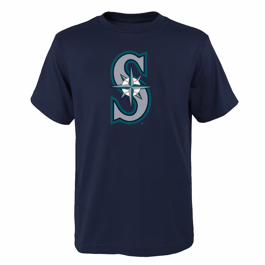Youth Seattle Mariners Navy Logo Primary Team T-Shirt - ujerseystore