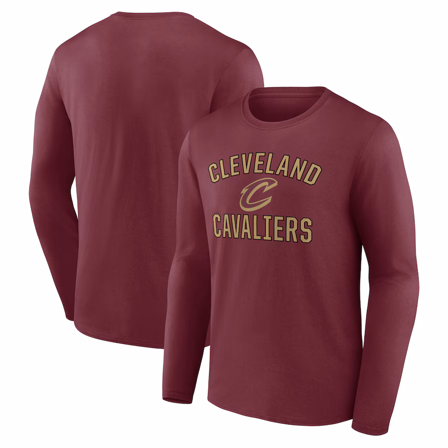 Men's Cleveland Cavaliers Wine Victory Arch Team Long Sleeve T-Shirt - ujerseystore