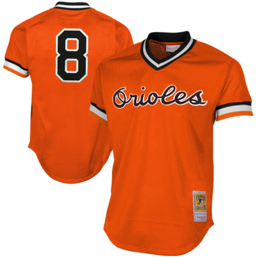 Men's Baltimore Orioles Cal Ripken Jr Mitchell & Ness Orange 1988 Authentic Cooperstown Collection Mesh Batting Practice Jersey - ujerseystore