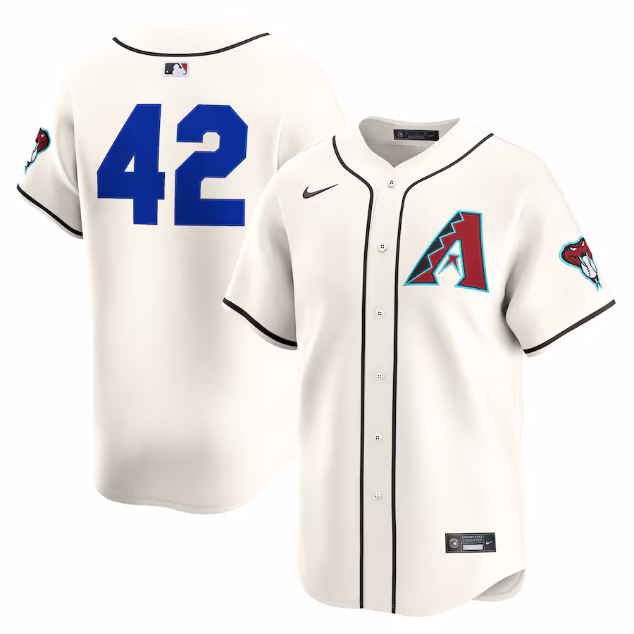 Men's Arizona Diamondbacks Nike Cream Home 2025 Jackie Robinson Day Limited Jersey - ujerseystore