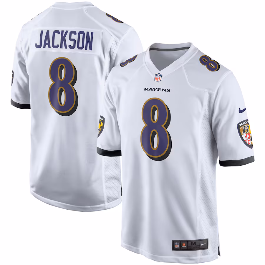 Men's Baltimore Ravens Lamar Jackson Nike White Player Game Jersey - ujerseystore