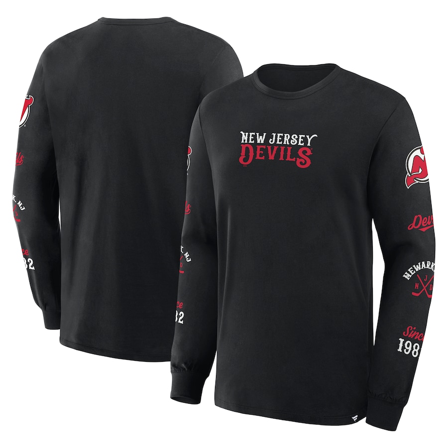 Men's New Jersey Devils Fanatics Black Boxed In Legacy Long Sleeve T-Shirt - ujerseystore