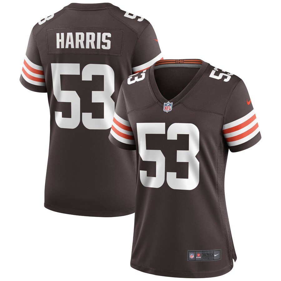 Women's Cleveland Browns Nick Harris Nike Brown Game Jersey - ujerseystore