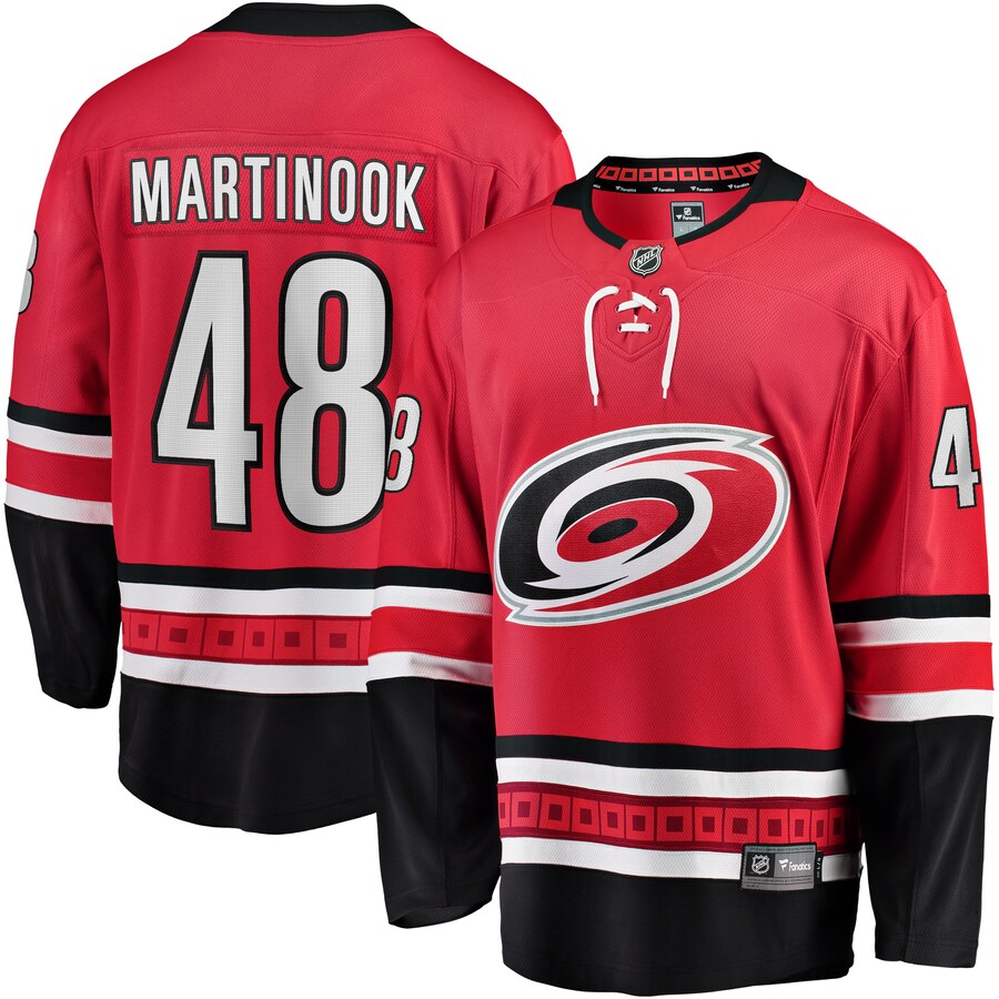 Men's Carolina Hurricanes Jordan Martinook Fanatics Branded Red Alternate Breakaway Player Jersey - ujerseystore