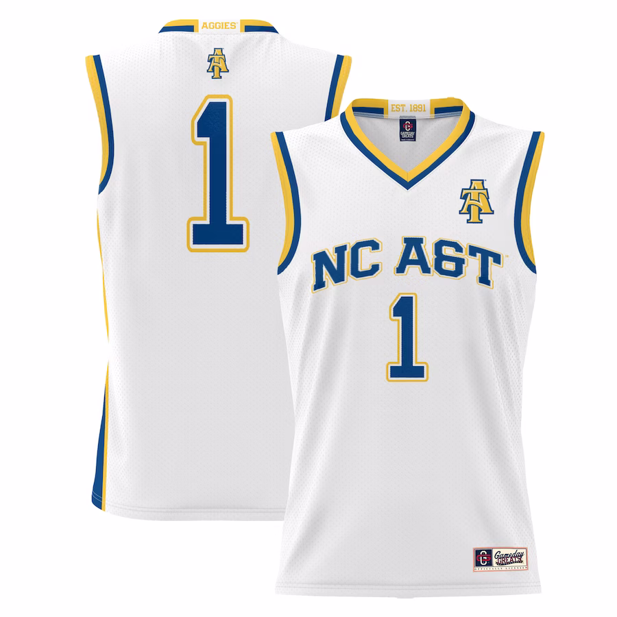 #1 North Carolina A&T Aggies GameDay Greats Youth Lightweight Basketball Jersey - White - ujerseystore