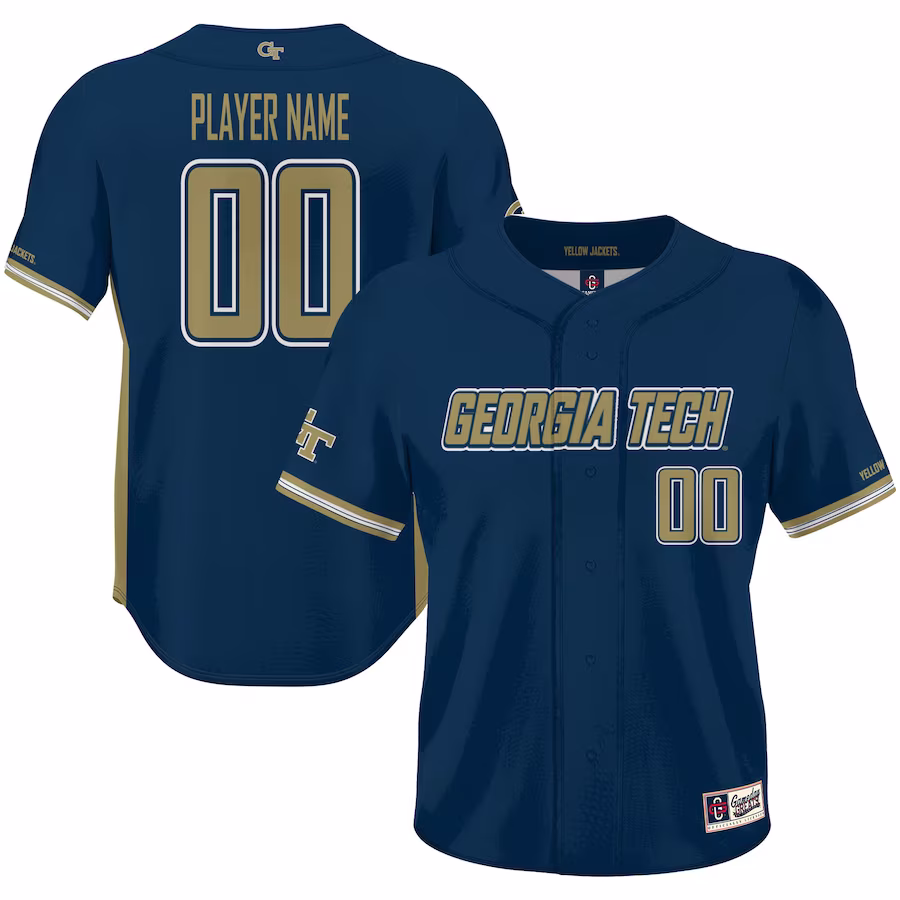 Georgia Tech Yellow Jackets GameDay Greats Youth NIL Pick-A-Player Lightweight Baseball Jersey - Navy - ujerseystore