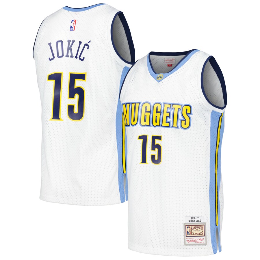 Men's Denver Nuggets Nikola Jokic Mitchell & Ness White 2016/17 Throwback Swingman Jersey - ujerseystore