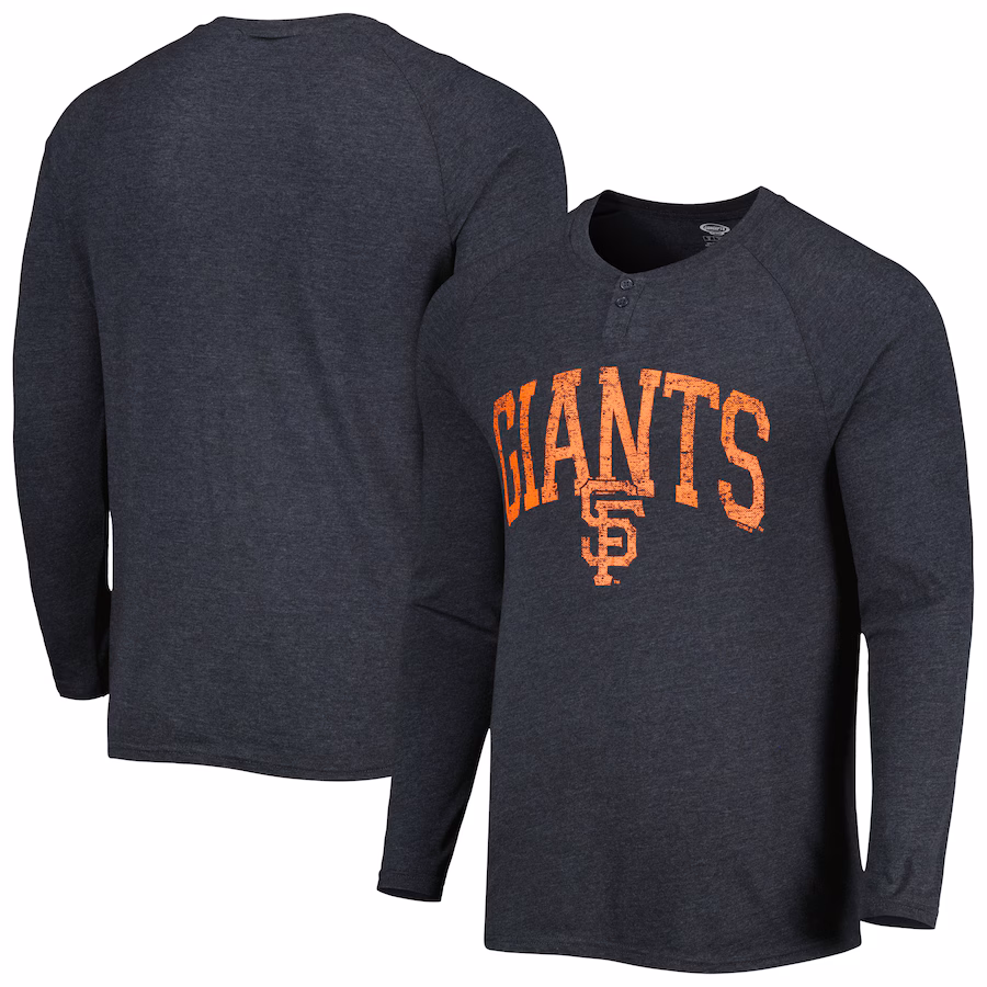 Men's San Francisco Giants Concepts Sport Black Inertia Raglan Long Sleeve Henley T-Shirt - ujerseystore