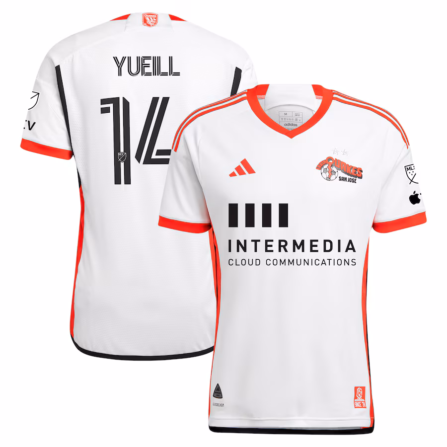 Men's San Jose Earthquakes Jackson Yueill adidas White 2024 The 50 Kit Authentic Player Jersey - ujerseystore