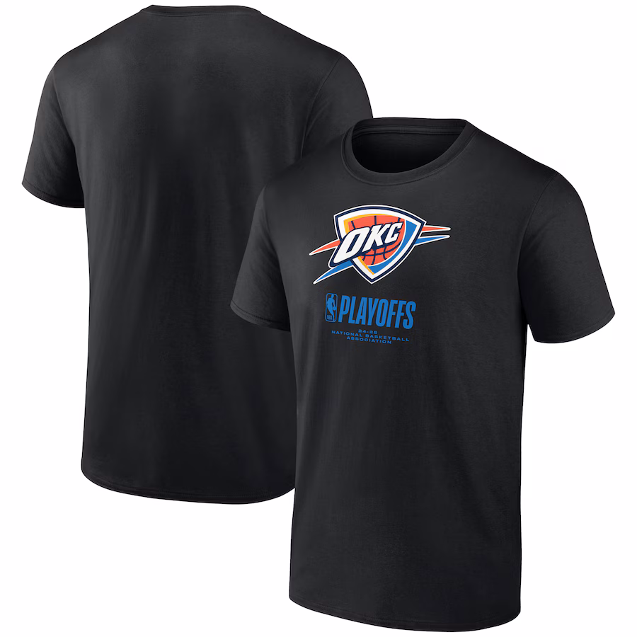 Men's  Oklahoma City Thunder Black 2025 NBA Playoffs Alley Oop T-Shirt - ujerseystore