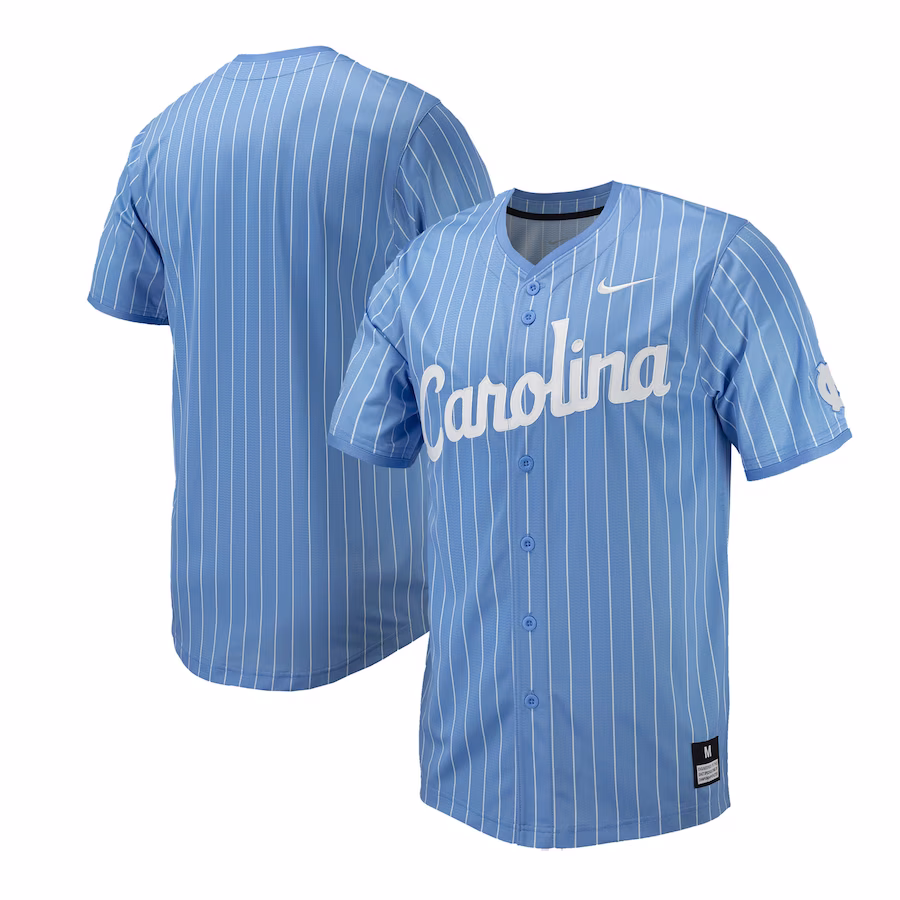 North Carolina Tar Heels Nike Pinstripe Replica Baseball Jersey - Carolina Blue - ujerseystore