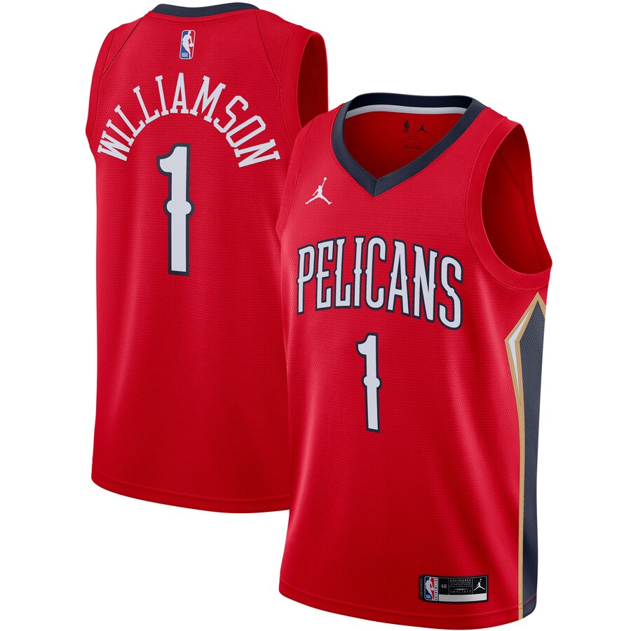 Men's New Orleans Pelicans Zion Williamson Jordan Brand Red 2020/21 Swingman Jersey - Statement Edition - ujerseystore