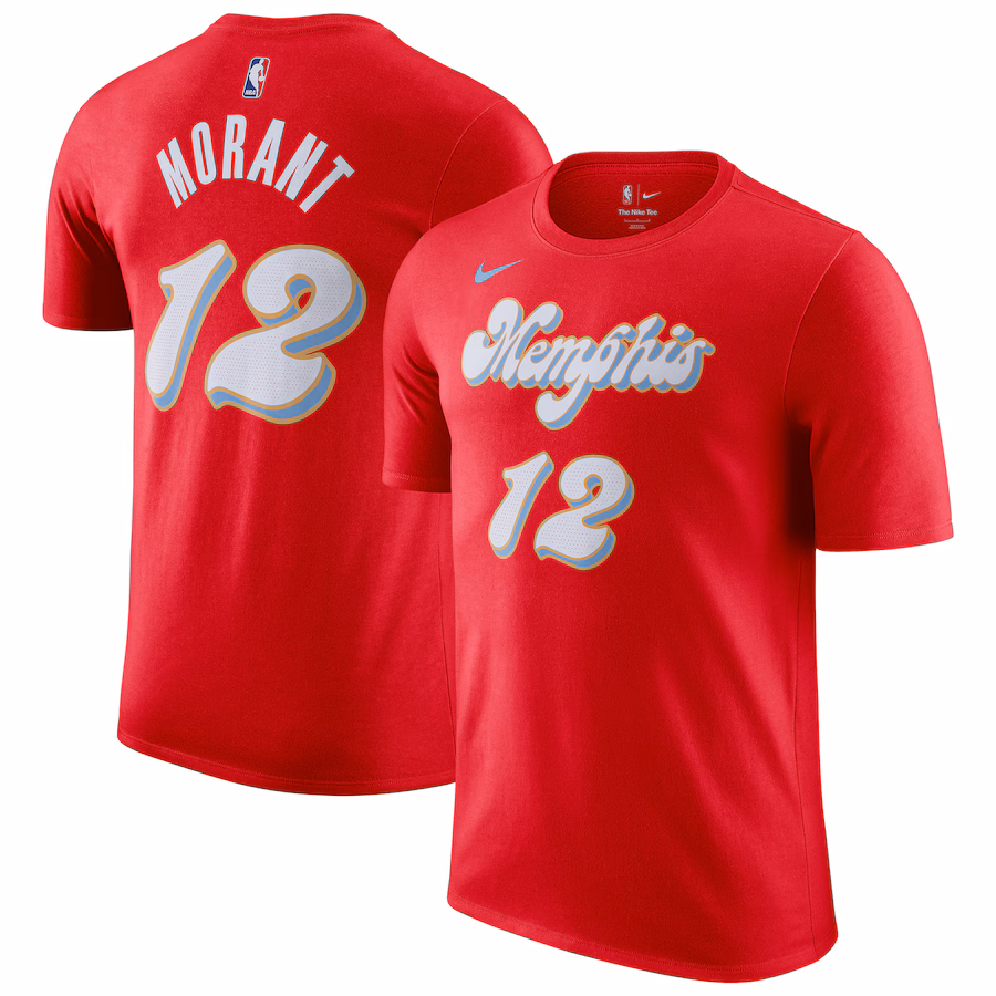 Men's Memphis Grizzlies Ja Morant Nike Red 2024/25 City Edition Name & Number T-Shirt - ujerseystore