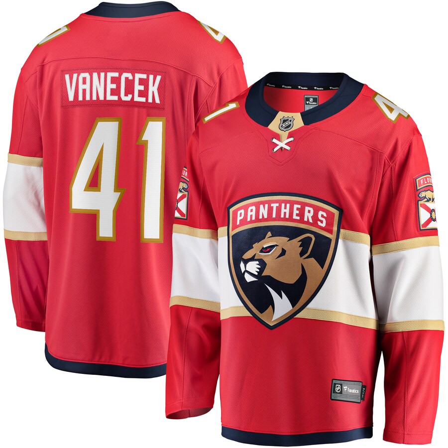 Men's Florida Panthers Vitek Vanecek Fanatics Red Home Breakaway Jersey - ujerseystore