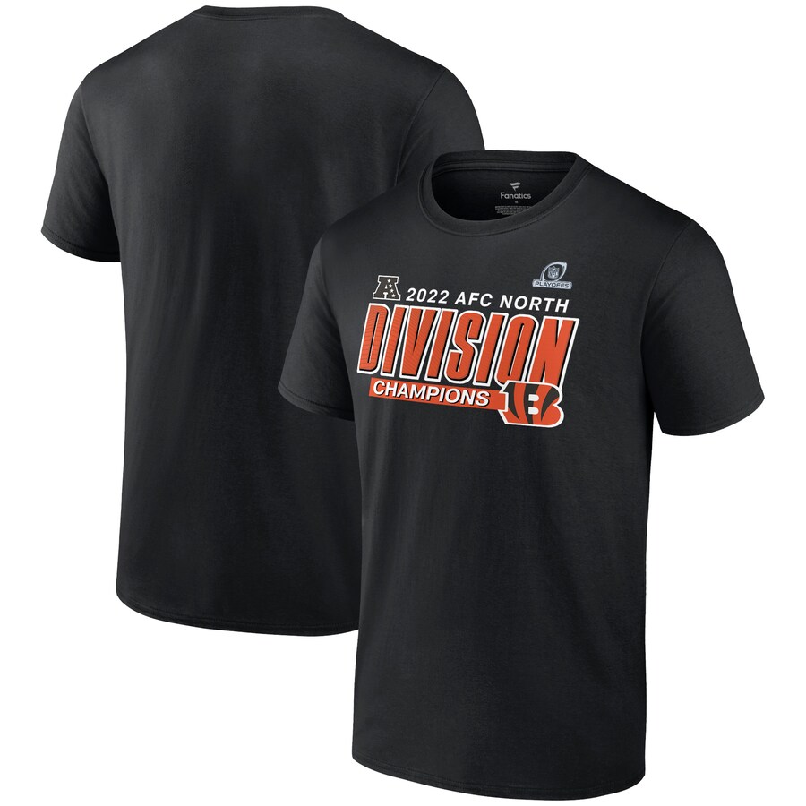Men's Cincinnati Bengals Fanatics Black 2022 AFC North Division Champions Divide & Conquer T-Shirt - ujerseystore