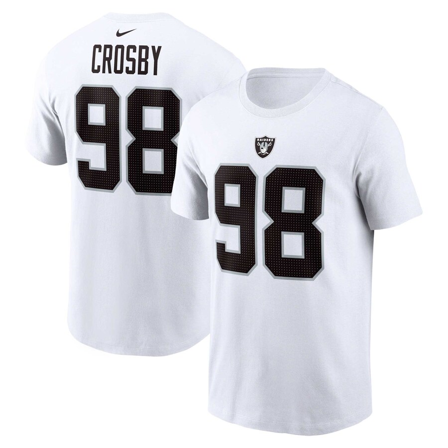Men's Las Vegas Raiders Maxx Crosby Nike White Player Name & Number T-Shirt - ujerseystore