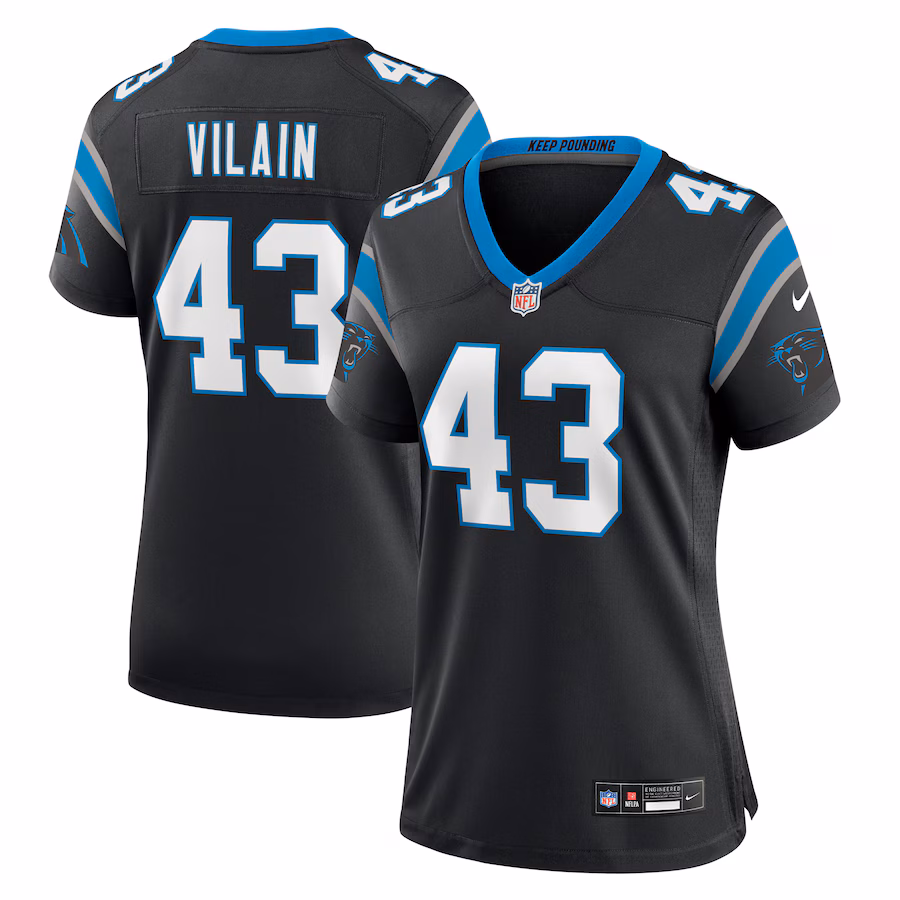 Women's Carolina Panthers Luiji Vilain Nike  Black  Game Jersey - ujerseystore