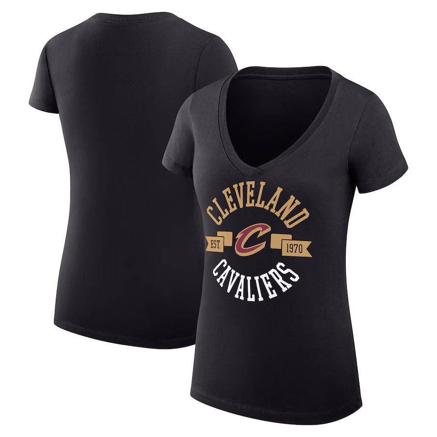 Women's Cleveland Cavaliers G-III 4Her by Carl Banks Black Large City Logo Fitted V-Neck T-Shirt - ujerseystore
