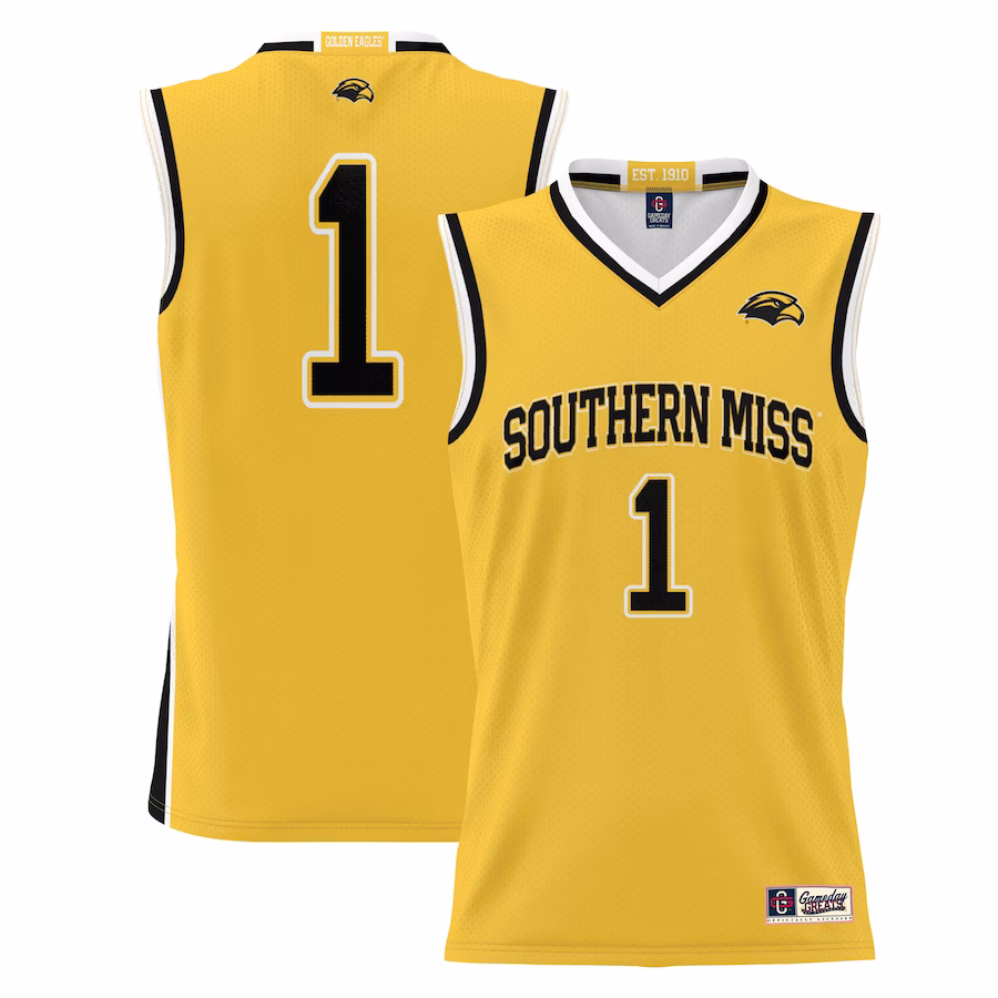 #1 Southern Miss Golden Eagles GameDay Greats Youth Lightweight Basketball Jersey - Gold - ujerseystore