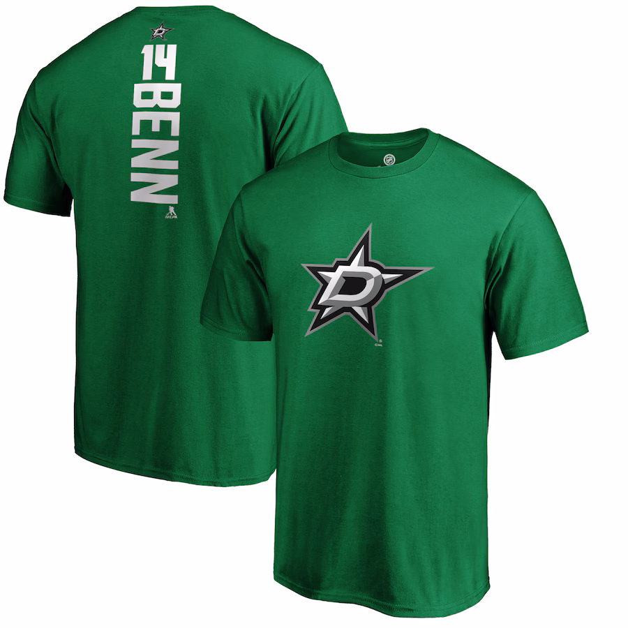 Men's Dallas Stars Jamie Benn Kelly Green Playmaker T-Shirt - ujerseystore