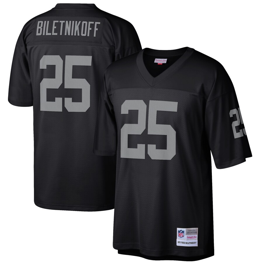 Men's Las Vegas Raiders Fred Biletnikoff Mitchell & Ness Black Retired Player Legacy Replica Jersey - ujerseystore