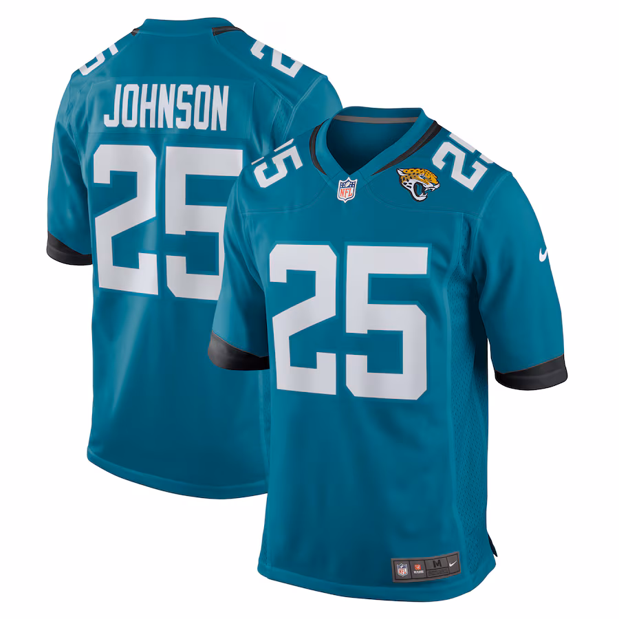 Men's Jacksonville Jaguars D'Ernest Johnson Nike  Teal Team Game Jersey - ujerseystore