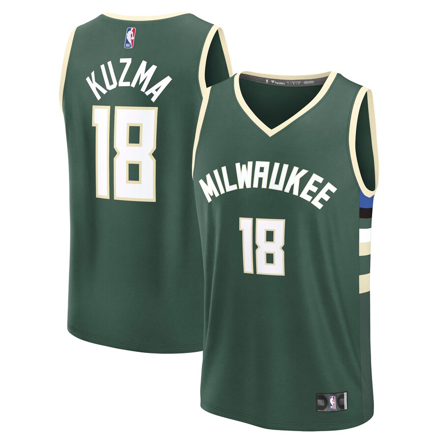 Men's Milwaukee Bucks Kyle Kuzma Fanatics Hunter Green Fast Break Replica Player Jersey - Icon Edition - ujerseystore