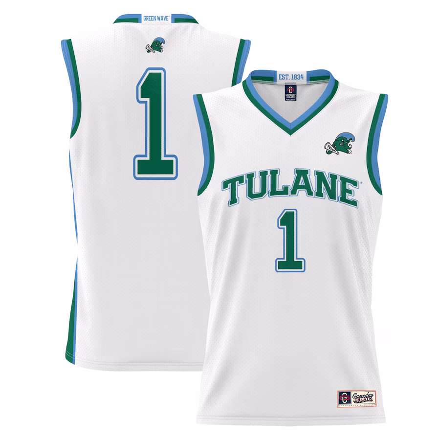 #1 Tulane Green Wave GameDay Greats Youth Lightweight Basketball Jersey - White - ujerseystore