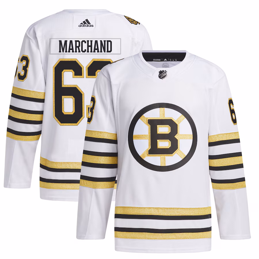 Men's Boston Bruins Brad Marchand adidas White Alternate Primegreen Authentic Player Jersey - ujerseystore