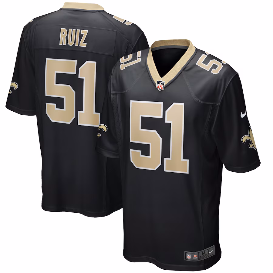 Men's New Orleans Saints Cesar Ruiz Nike Black Player Game Jersey - ujerseystore