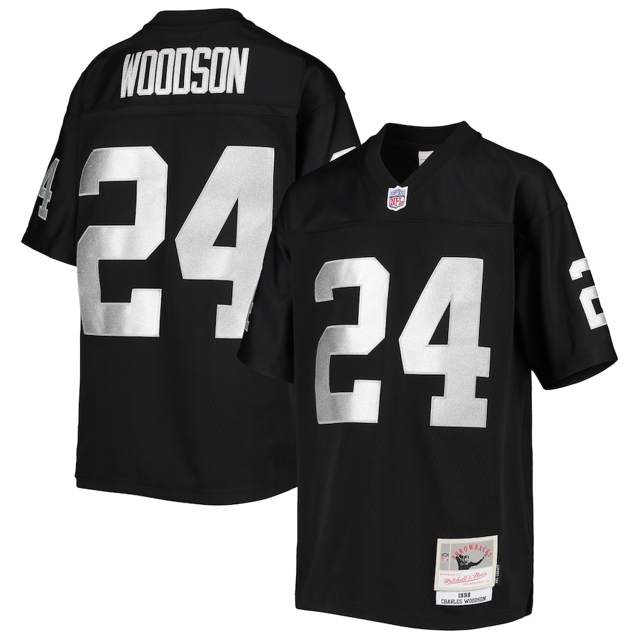 Youth Las Vegas Raiders Charles Woodson Mitchell & Ness Black 1998 Legacy Retired Player Jersey - ujerseystore