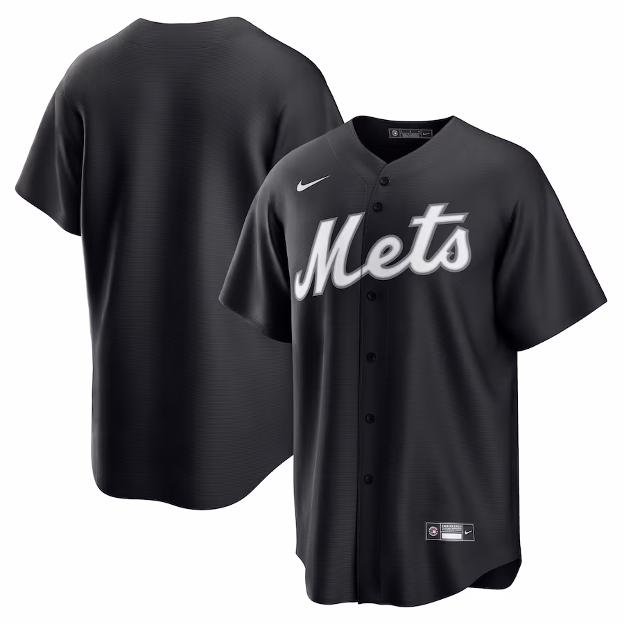 Men's New York Mets Nike Black/White Official Replica Jersey - ujerseystore