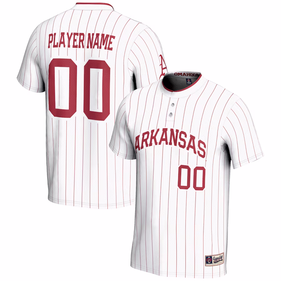 Arkansas Razorbacks GameDay Greats Youth NIL Pick-A-Player Lightweight Softball Jersey - White - ujerseystore