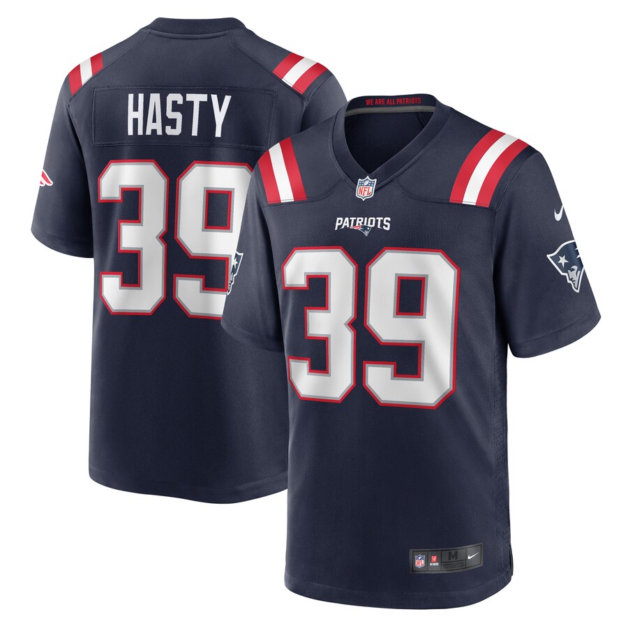 Men's New England Patriots Jamycal Hasty Nike  Navy Team Game Jersey - ujerseystore