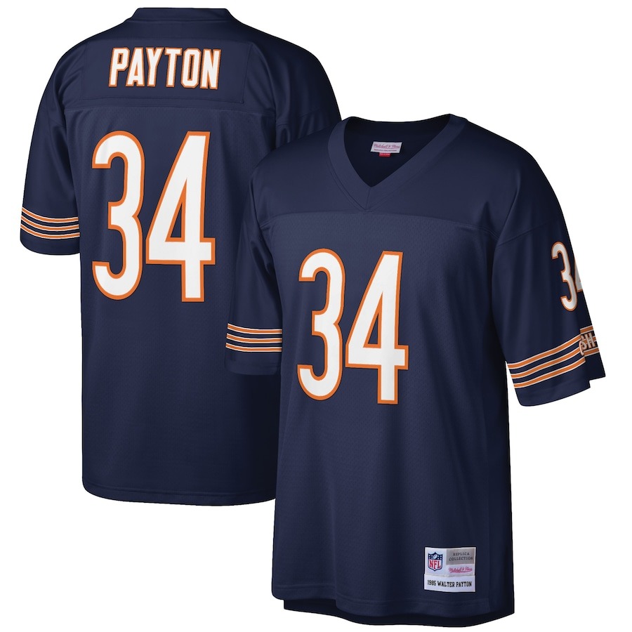 Men's Chicago Bears Walter Payton Mitchell & Ness Navy Big & Tall 1985 Retired Player Replica Jersey - ujerseystore