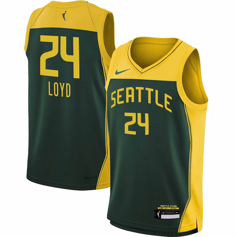 Youth Seattle Storm Jewell Loyd Nike Green 2021 Explorer Edition Victory Player Jersey - ujerseystore