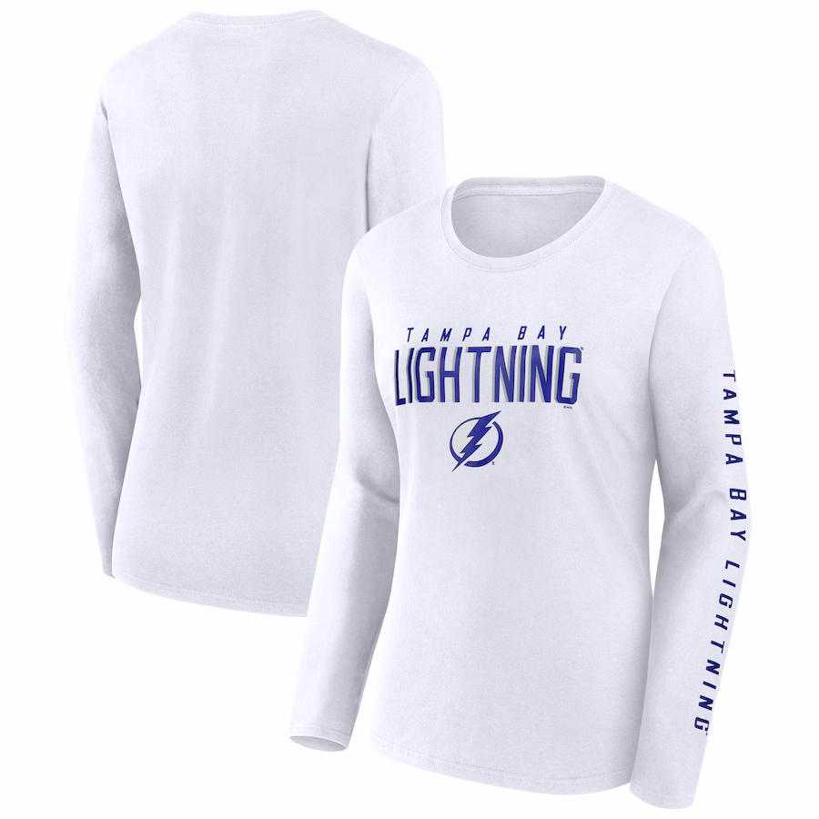 Women's Tampa Bay Lightning Fanatics White Long Sleeve T-Shirt - ujerseystore