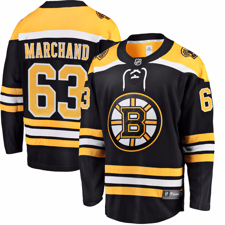 Men's Boston Bruins Brad Marchand Fanatics Black Home Breakaway Jersey - ujerseystore