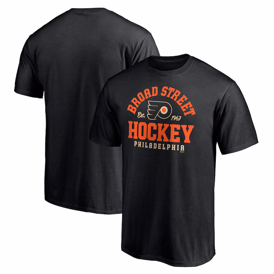 Men's Philadelphia Flyers Black Hometown Collection Broad Street T-Shirt - ujerseystore