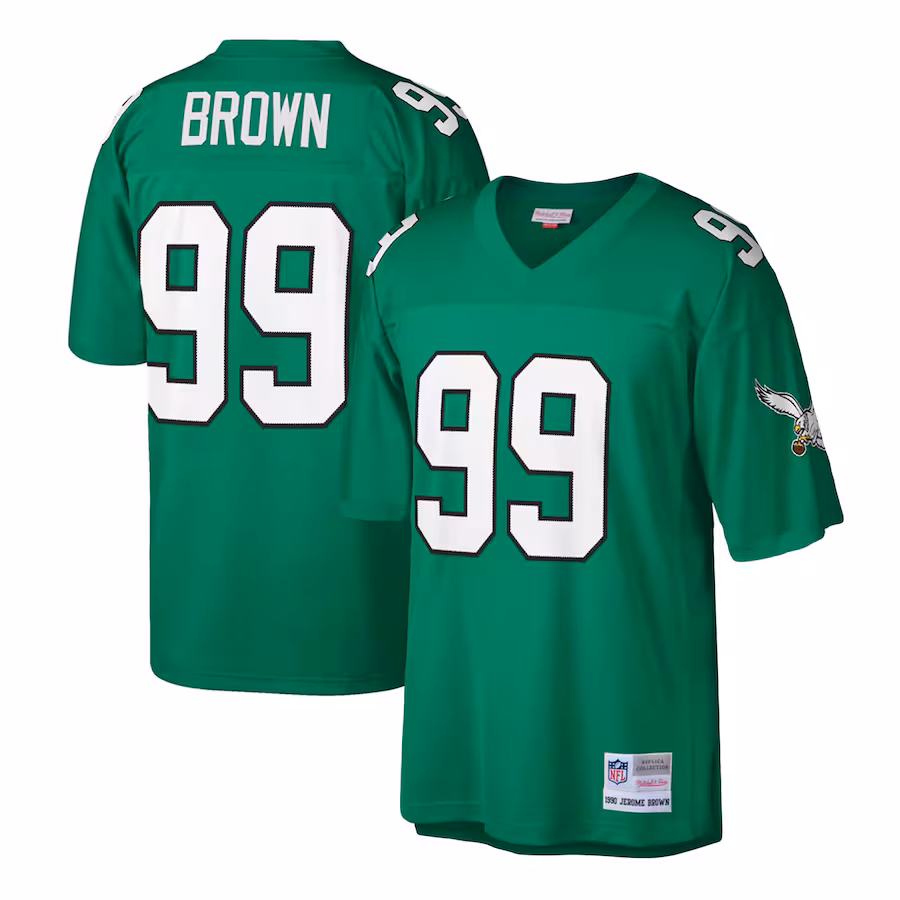 Men's Philadelphia Eagles Jerome Brown Mitchell & Ness Kelly Green Big & Tall 1990 Retired Player Replica Jersey - ujerseystore