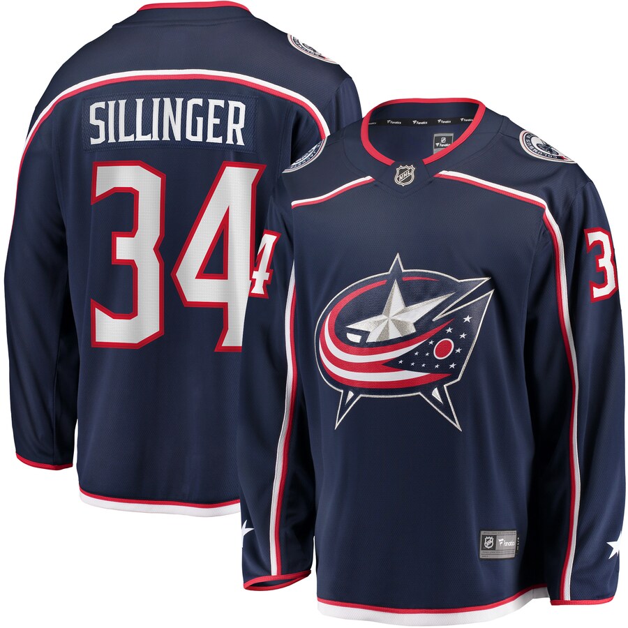 Men's Columbus Blue Jackets Cole Sillinger Fanatics Branded Navy Home Breakaway Player Jersey - ujerseystore