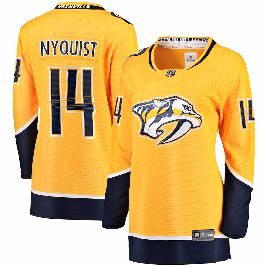Women's Nashville Predators Gustav Nyquist Fanatics Gold Home Breakaway Player Jersey - ujerseystore