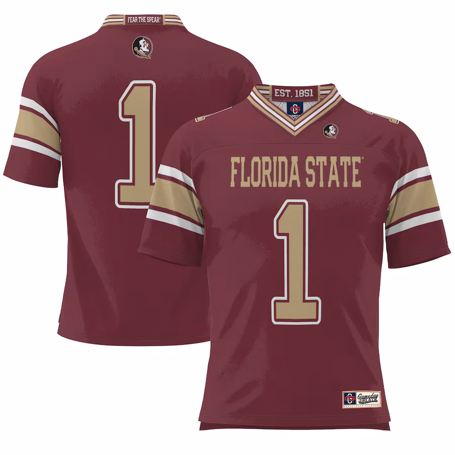#1 Florida State Seminoles GameDay Greats Endzone Football Jersey - Garnet - ujerseystore