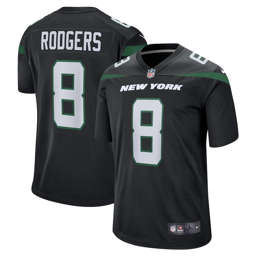Men's New York Jets Aaron Rodgers Nike Black Game Jersey - ujerseystore